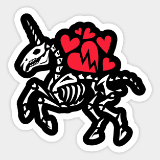 Skeleton of Unicorn with Broken Heart Sticker